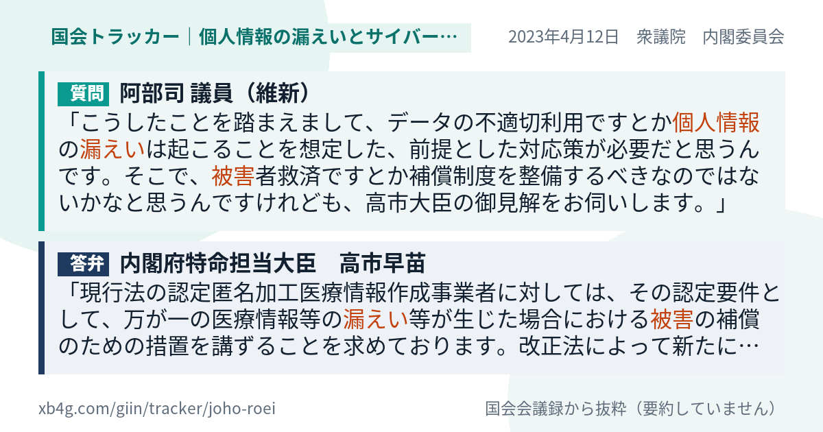 質問と答弁のカード