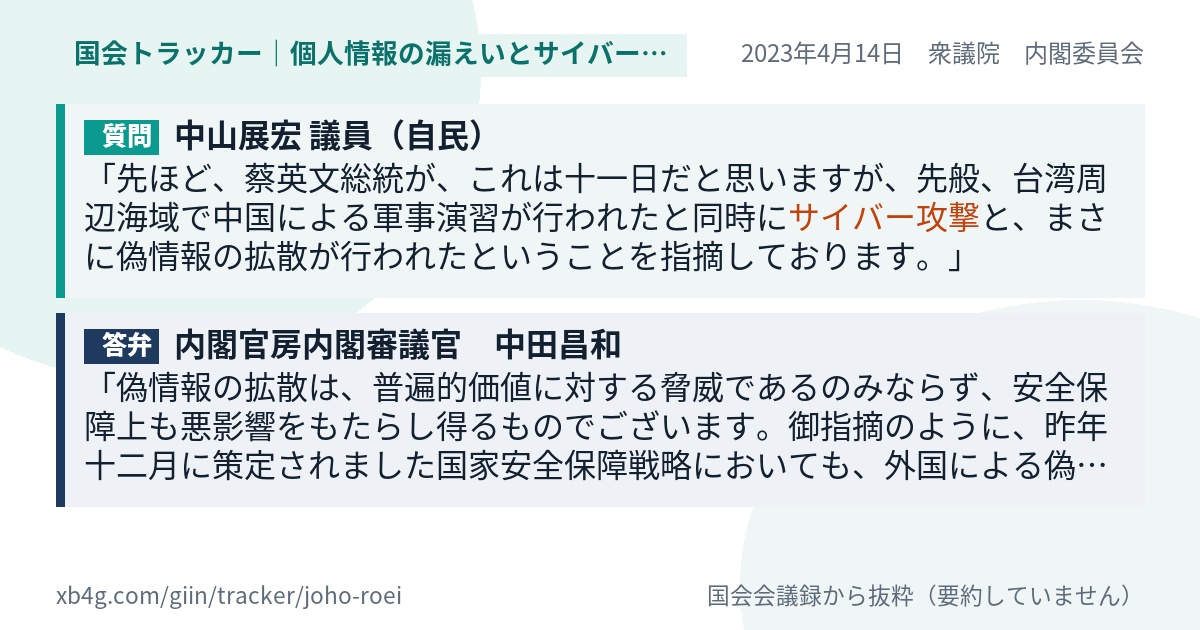 質問と答弁のカード