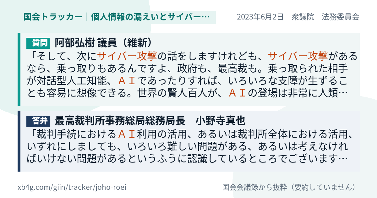 質問と答弁のカード