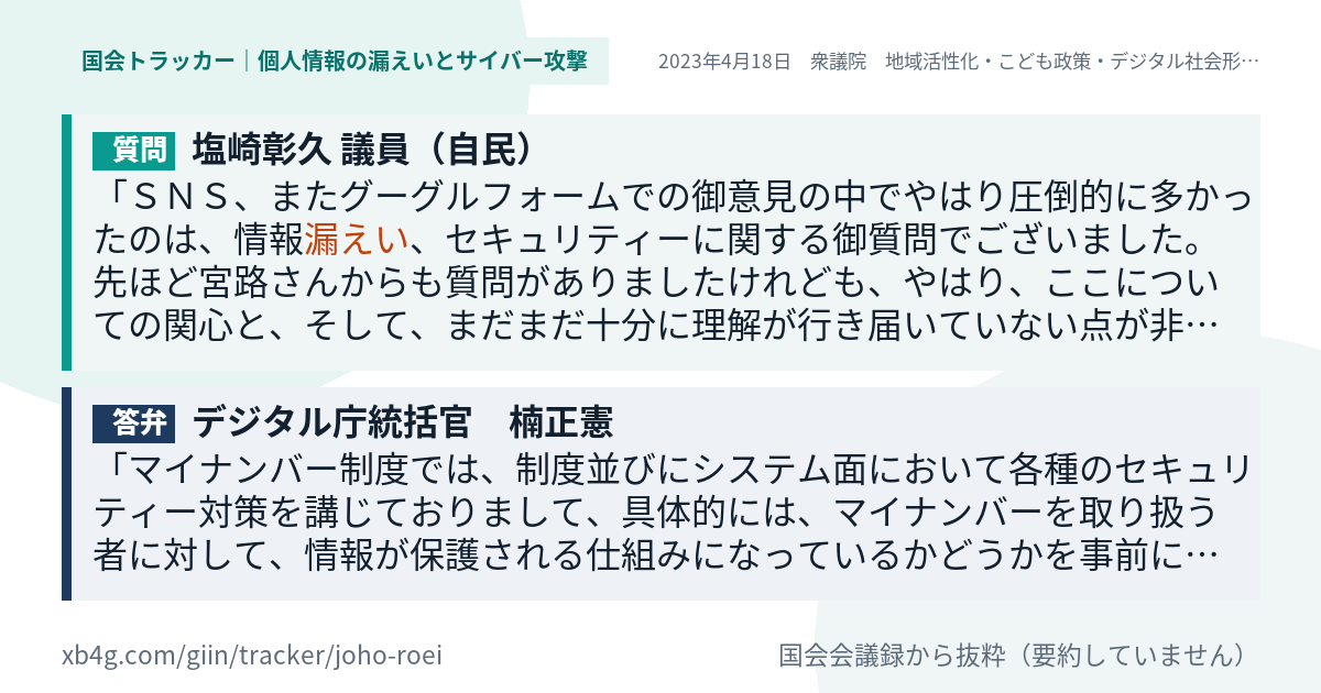質問と答弁のカード