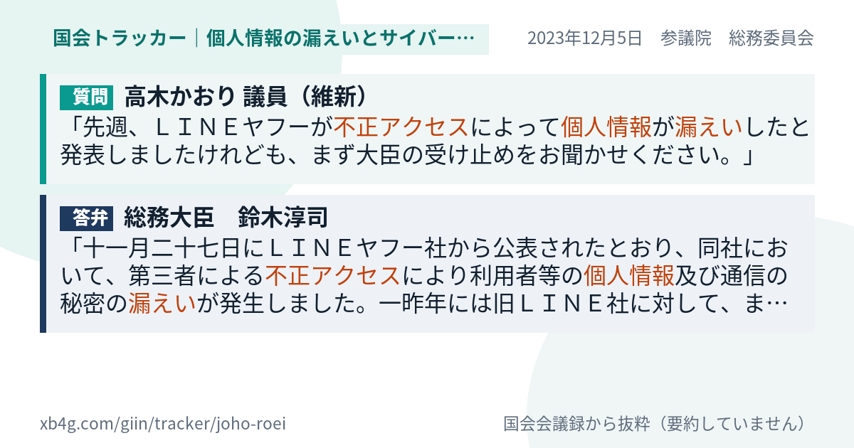 質問と答弁のカード
