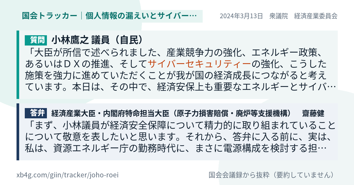 質問と答弁のカード