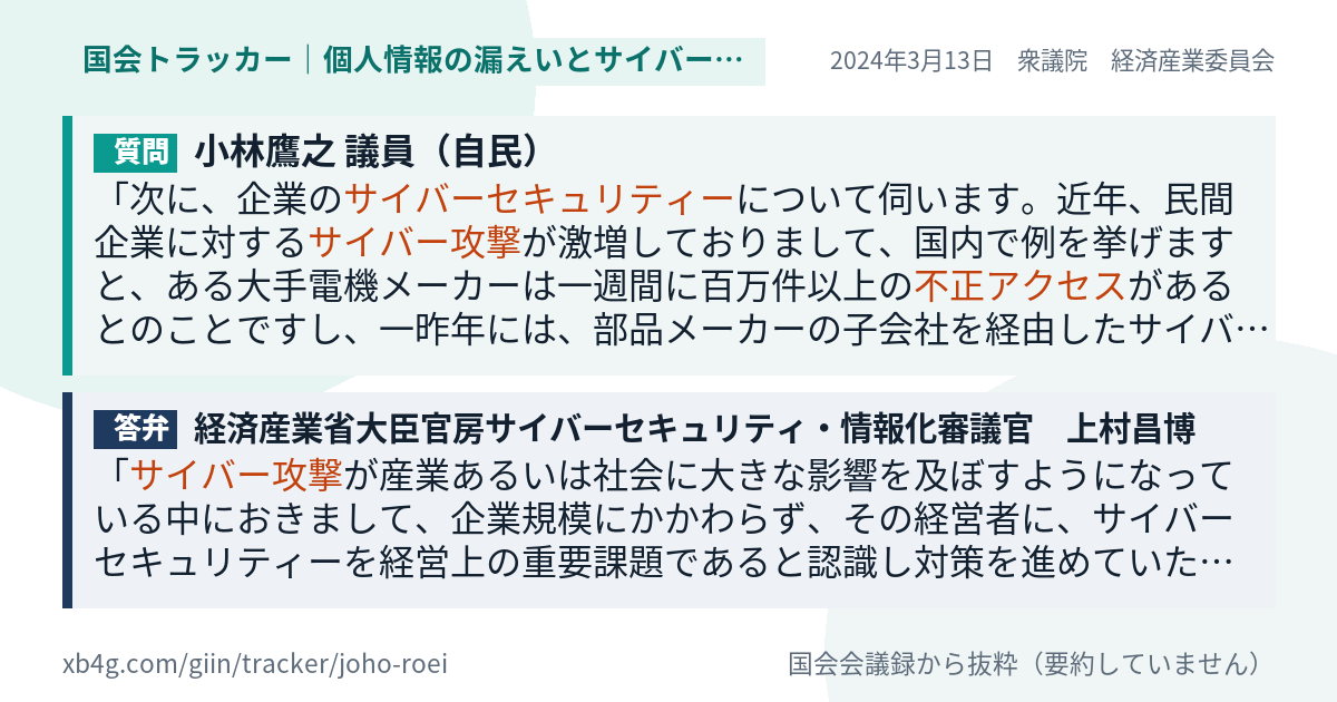 質問と答弁のカード