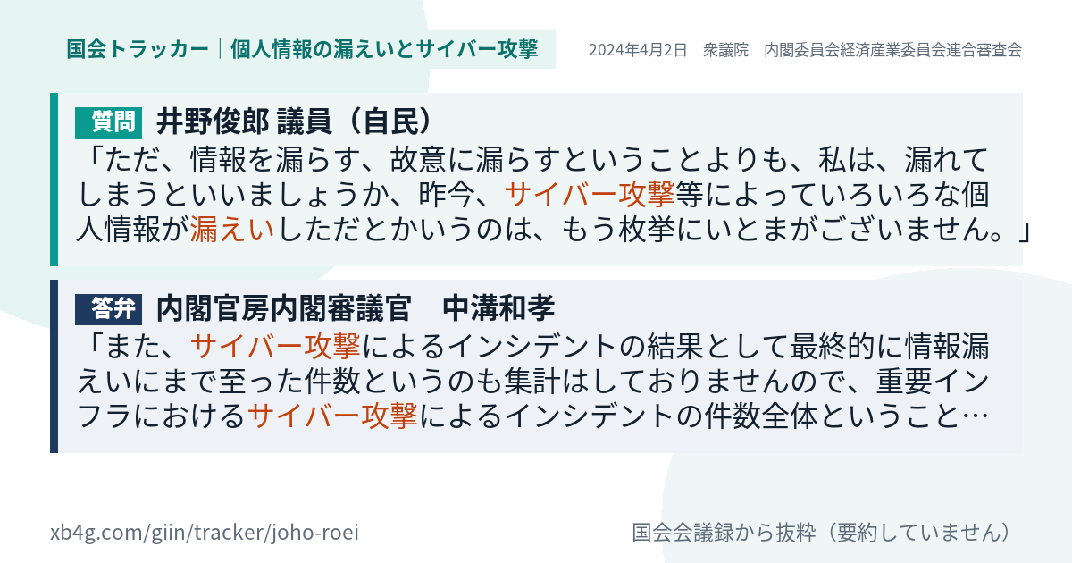 質問と答弁のカード