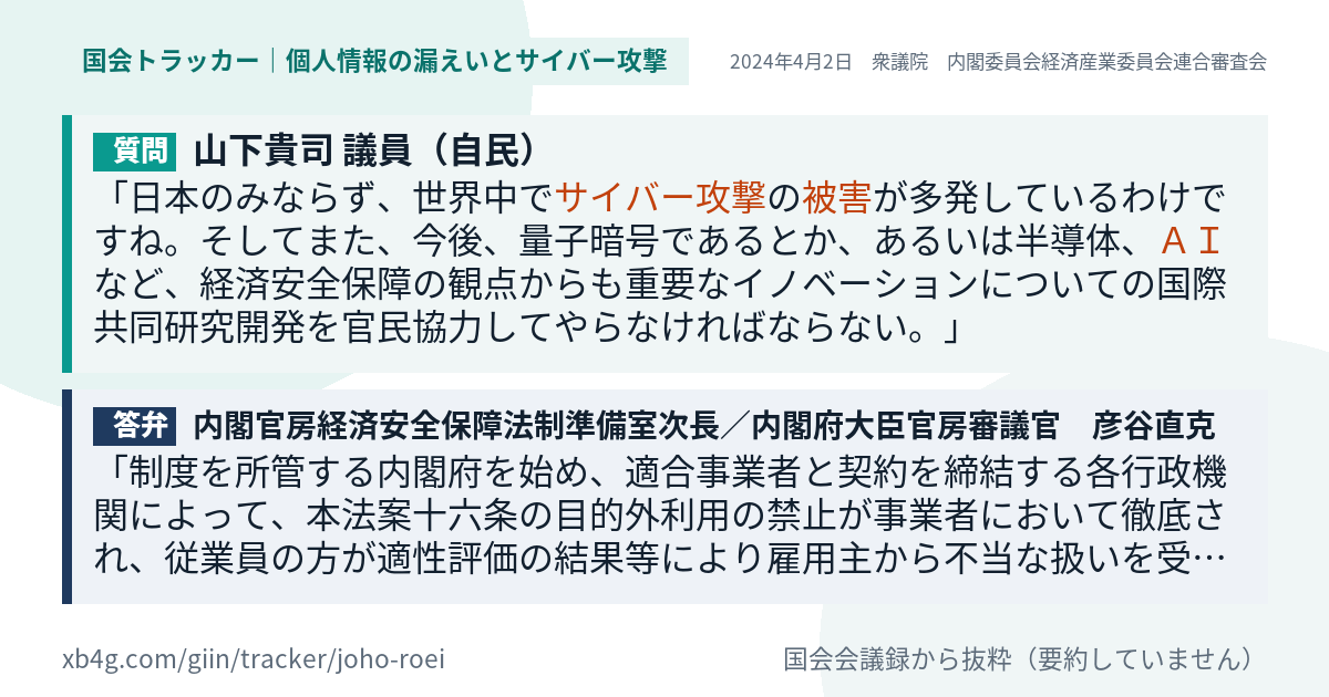質問と答弁のカード