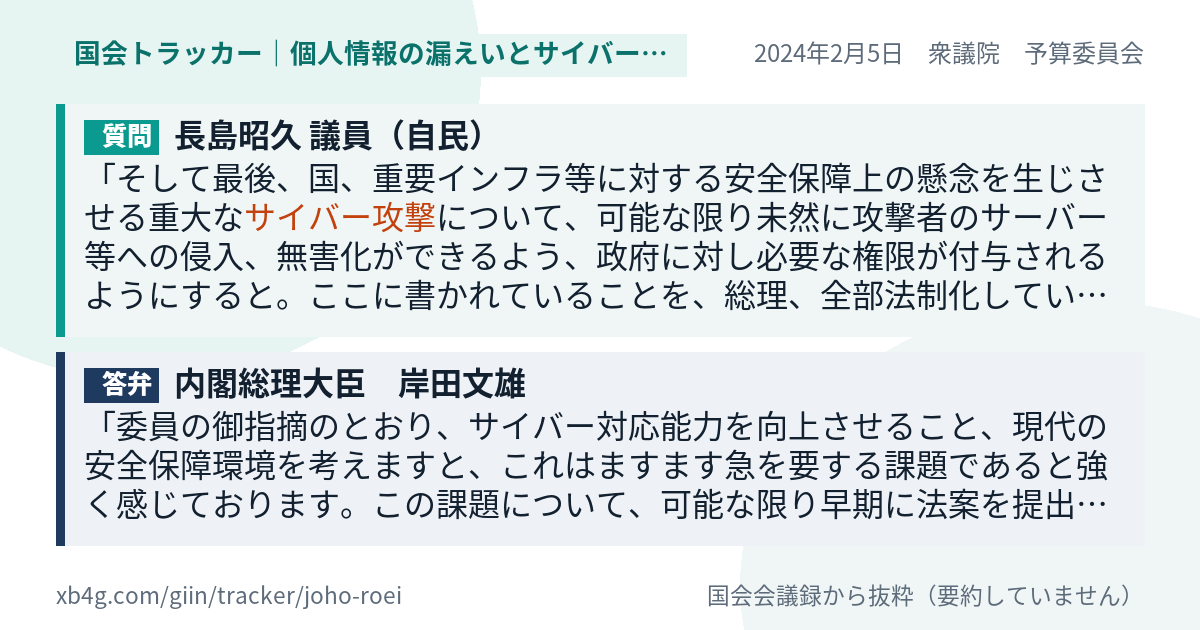 質問と答弁のカード