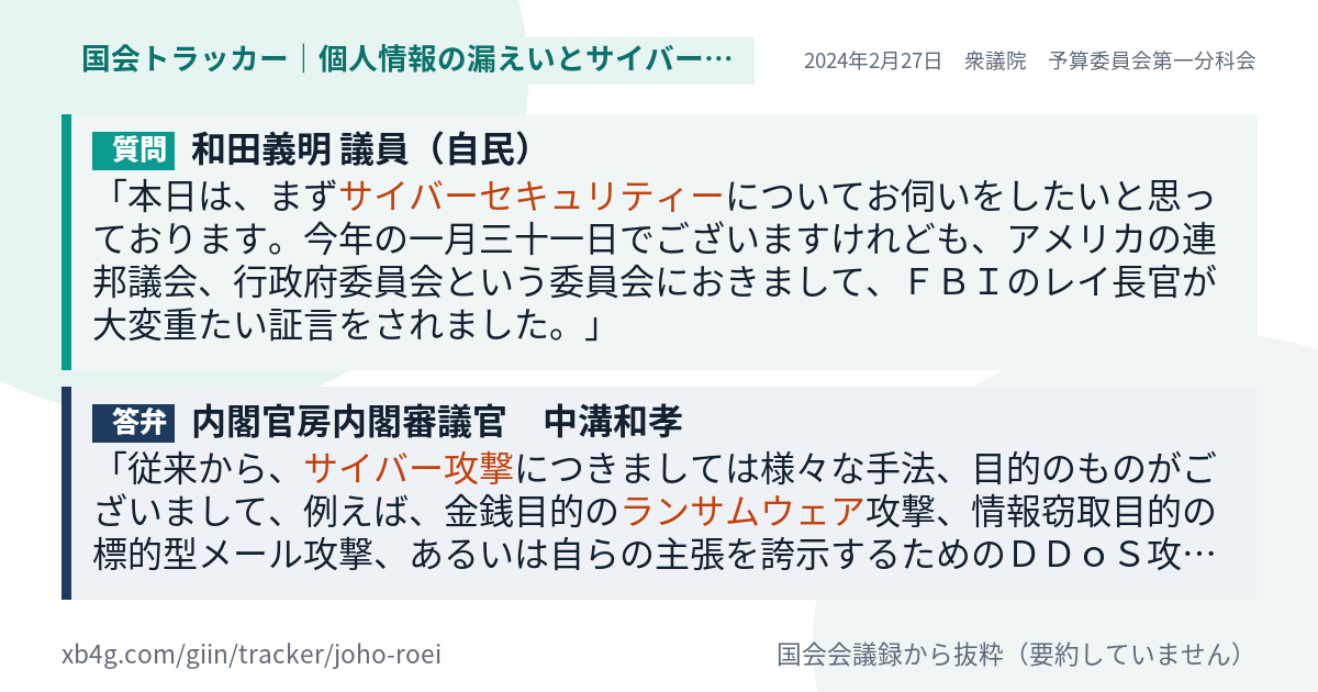 質問と答弁のカード