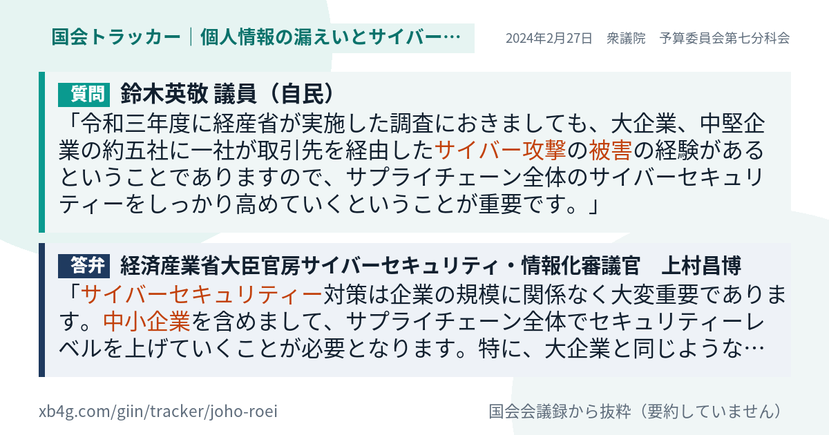 質問と答弁のカード
