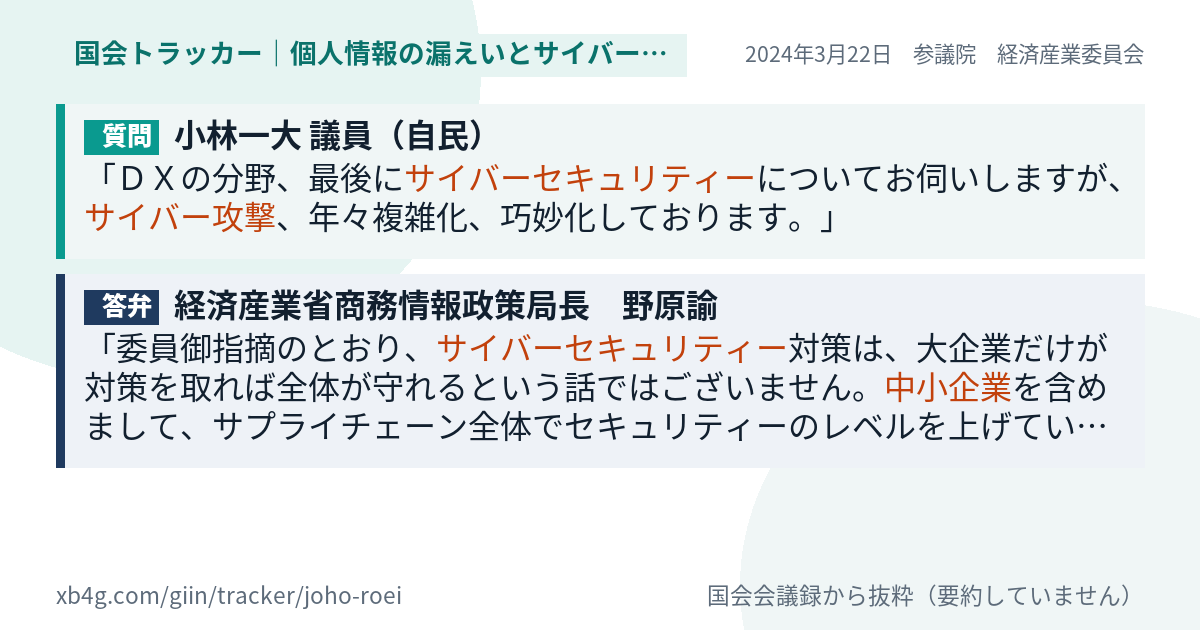 質問と答弁のカード