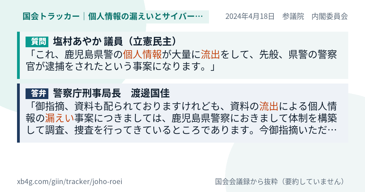 質問と答弁のカード
