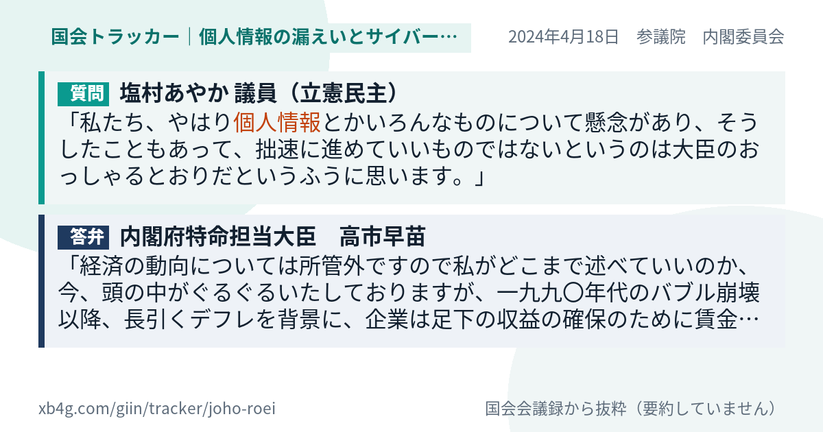 質問と答弁のカード