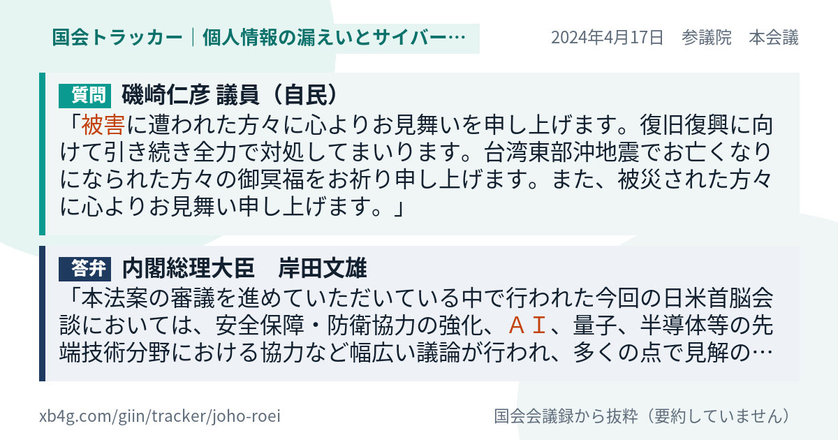 質問と答弁のカード