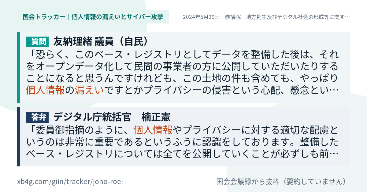 質問と答弁のカード