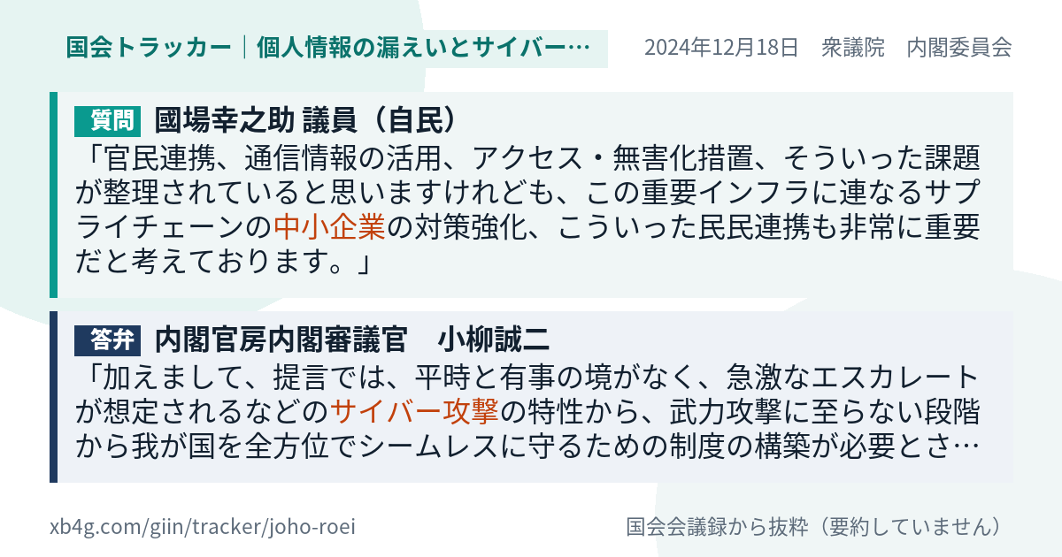 質問と答弁のカード