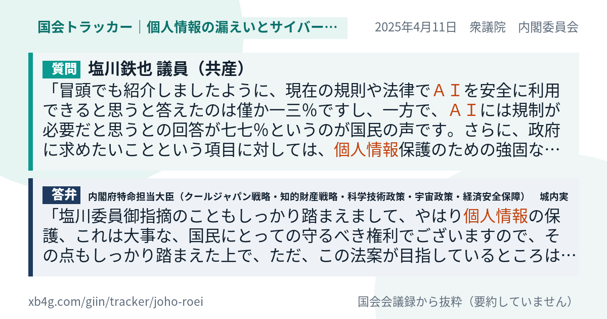 質問と答弁のカード
