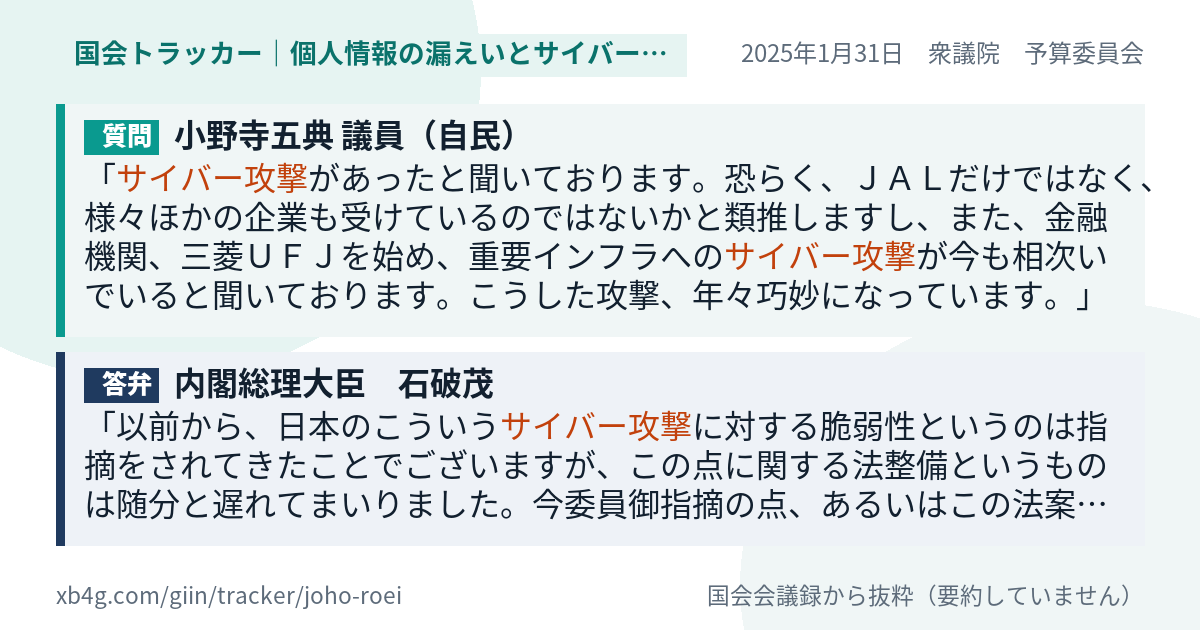 質問と答弁のカード