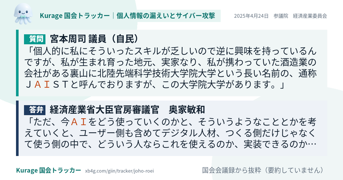 質問と答弁のカード