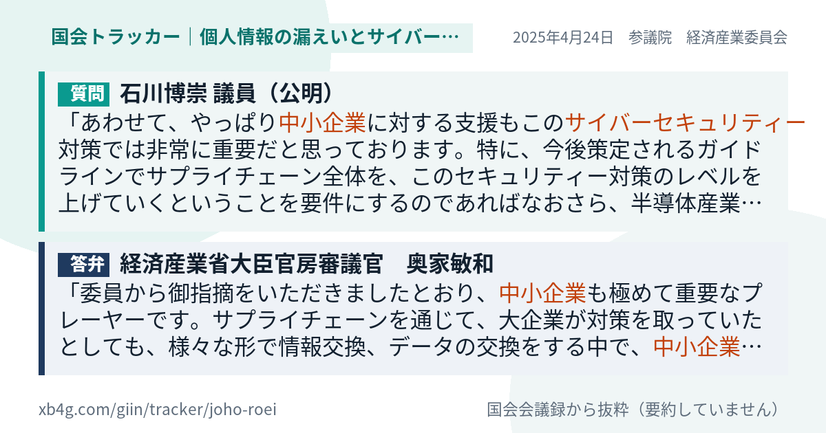 質問と答弁のカード