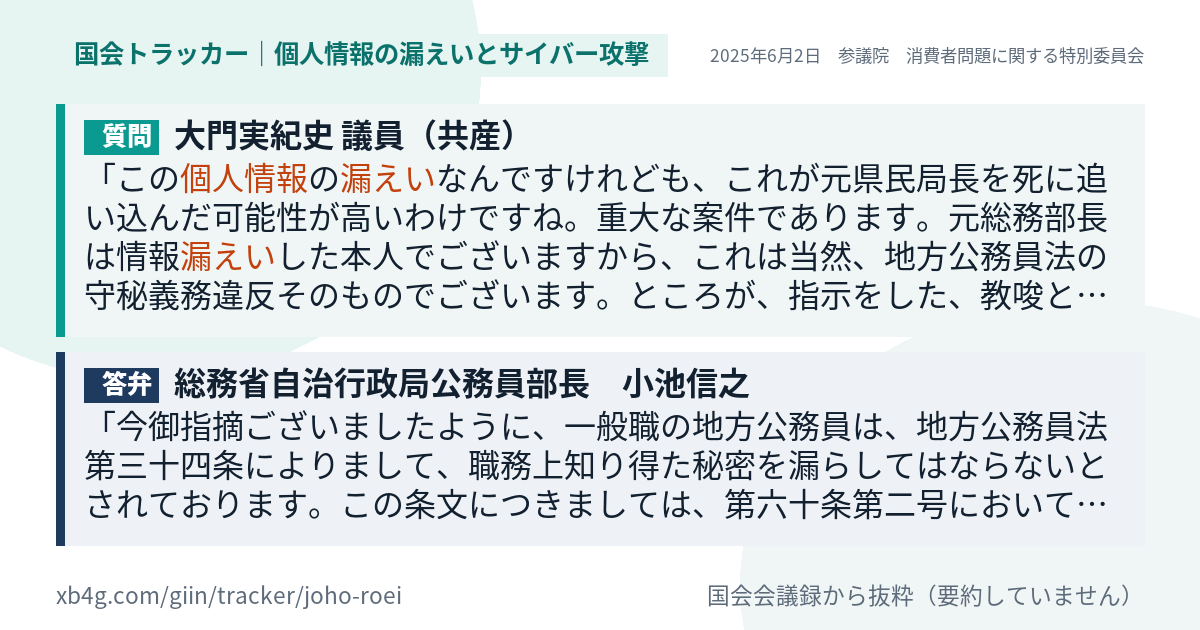 質問と答弁のカード