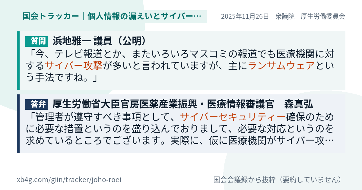 質問と答弁のカード