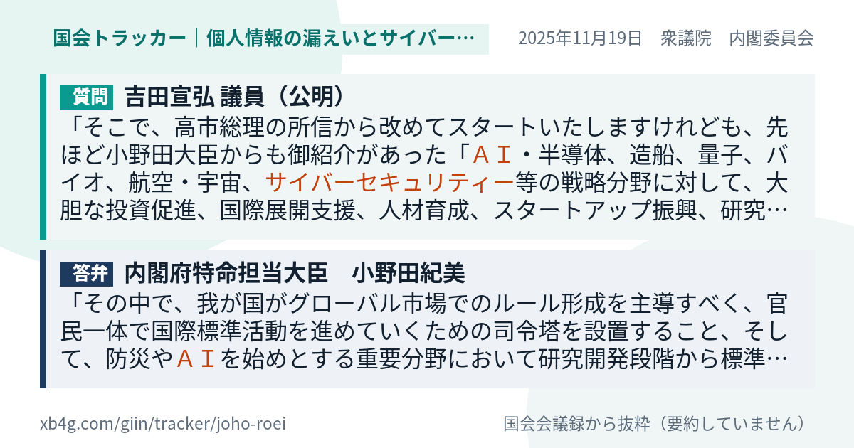 質問と答弁のカード