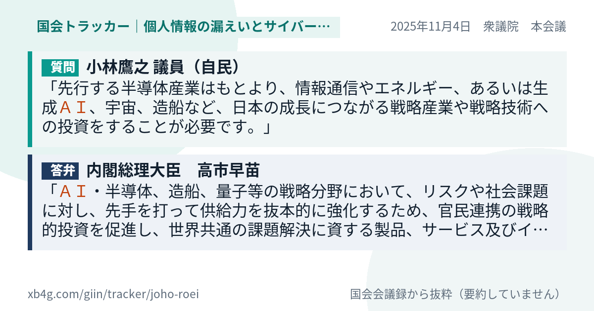 質問と答弁のカード