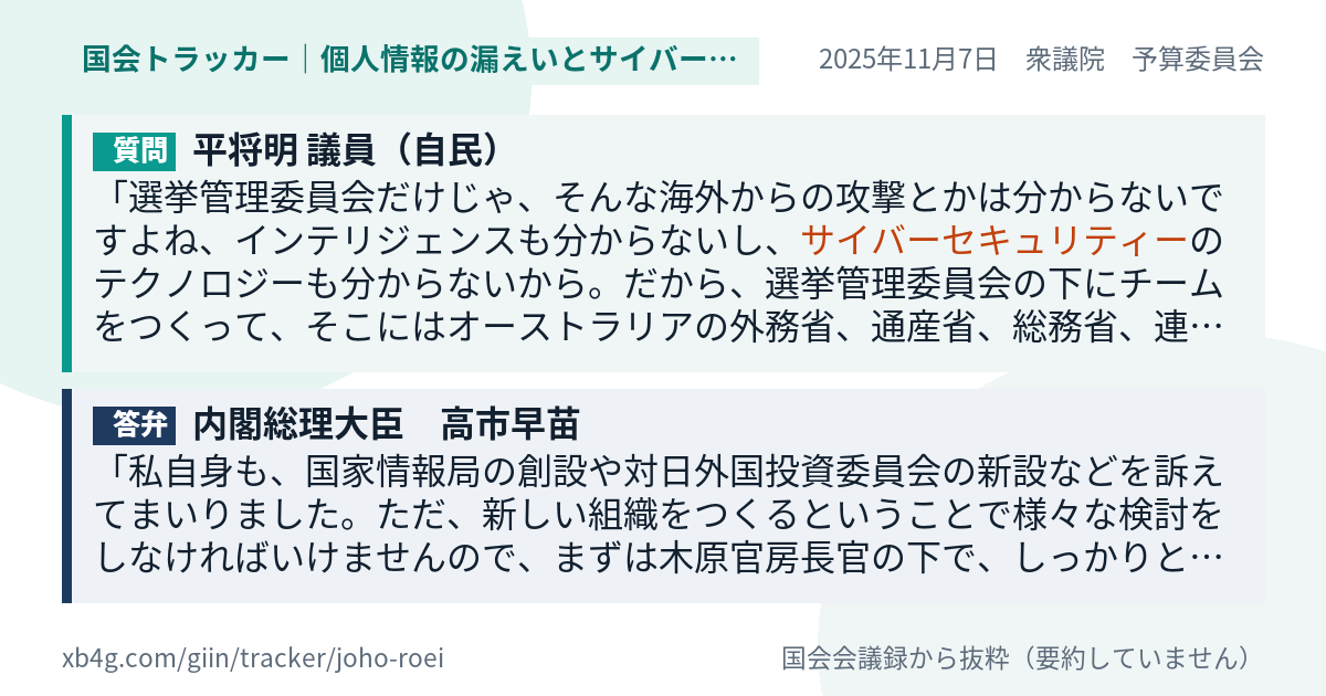 質問と答弁のカード