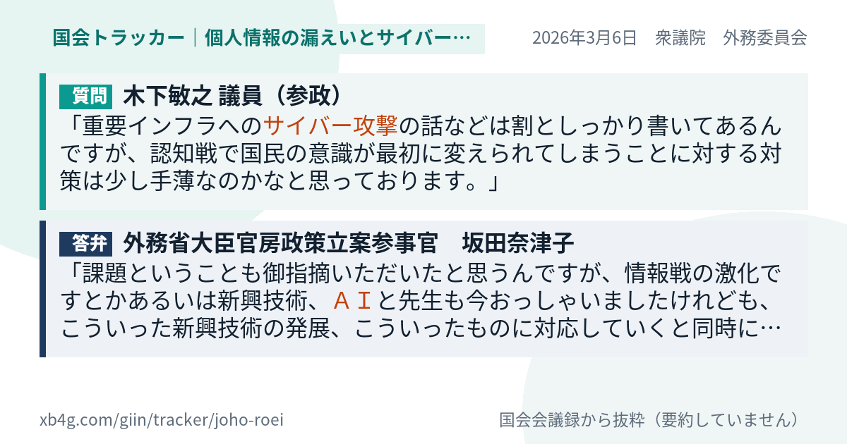 質問と答弁のカード