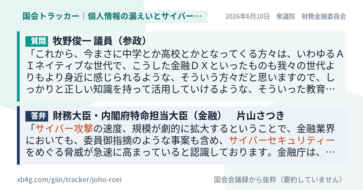 質問と答弁のカード