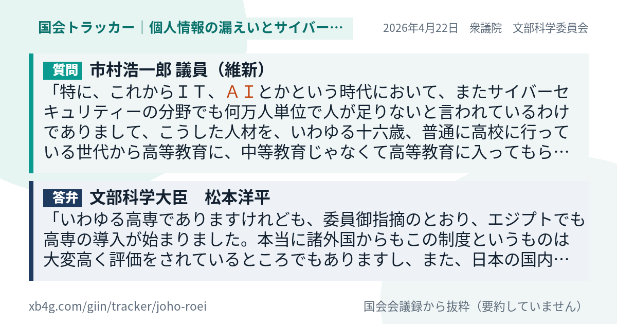 質問と答弁のカード
