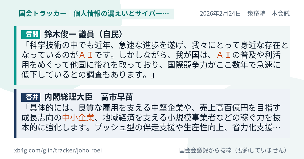 質問と答弁のカード
