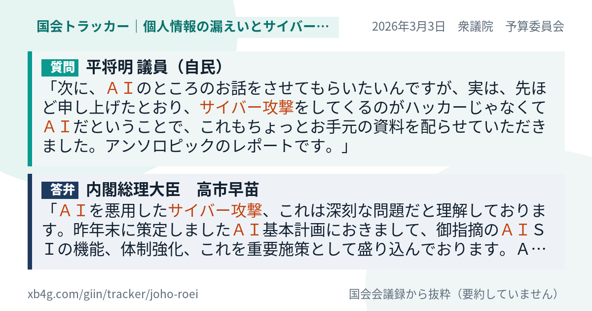 質問と答弁のカード