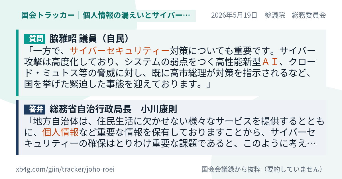 質問と答弁のカード