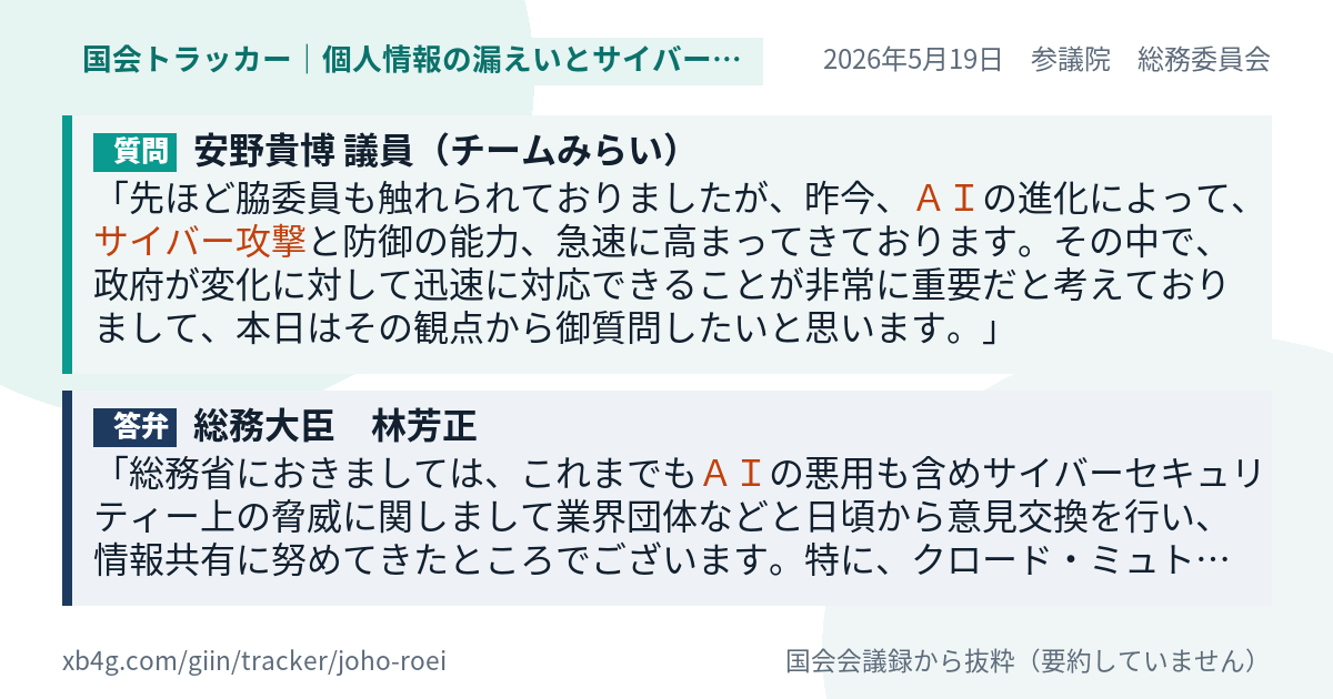 質問と答弁のカード