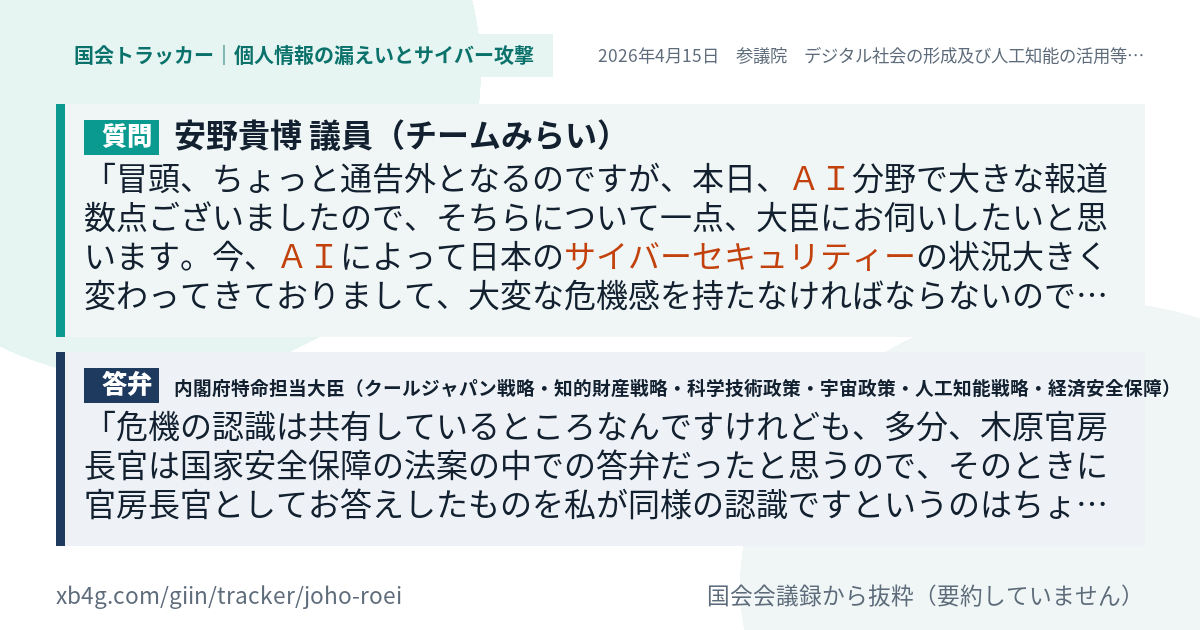 質問と答弁のカード