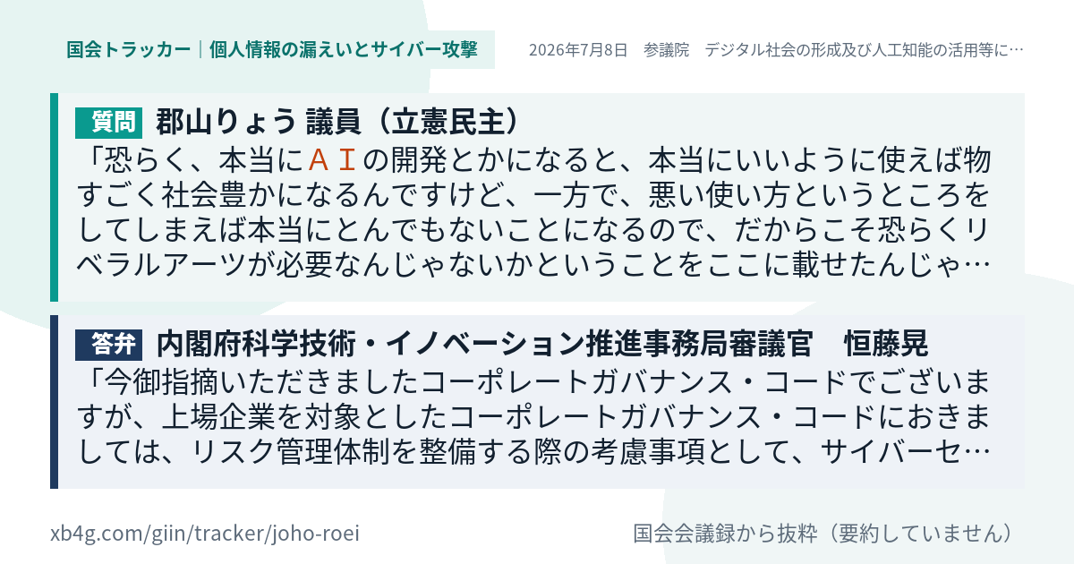 質問と答弁のカード