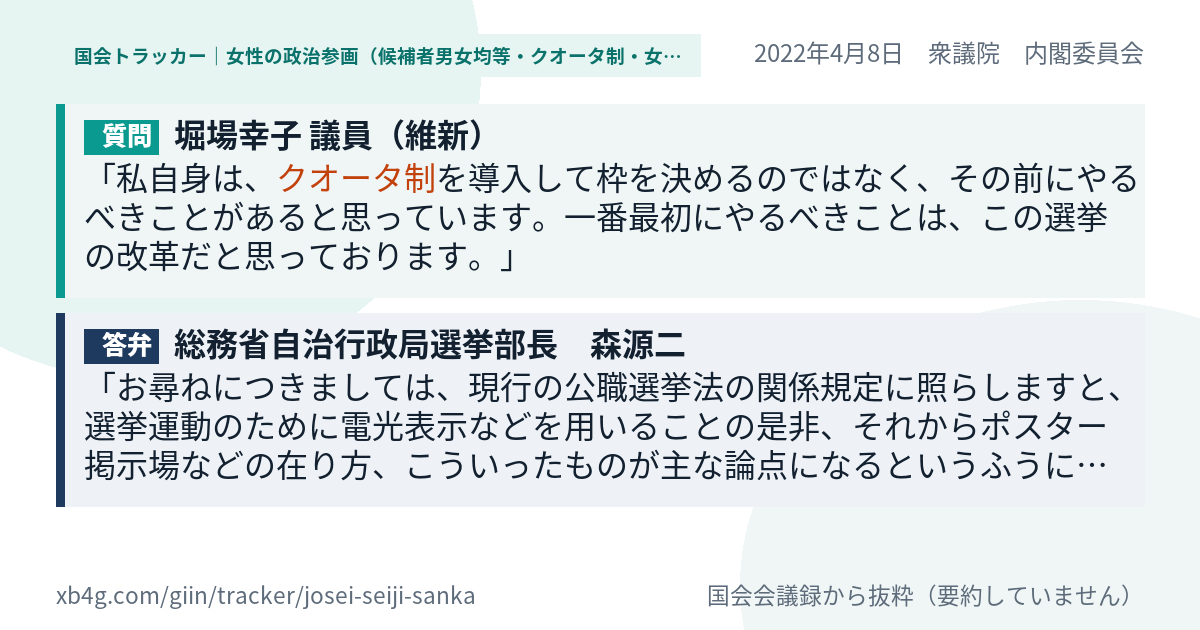 質問と答弁のカード