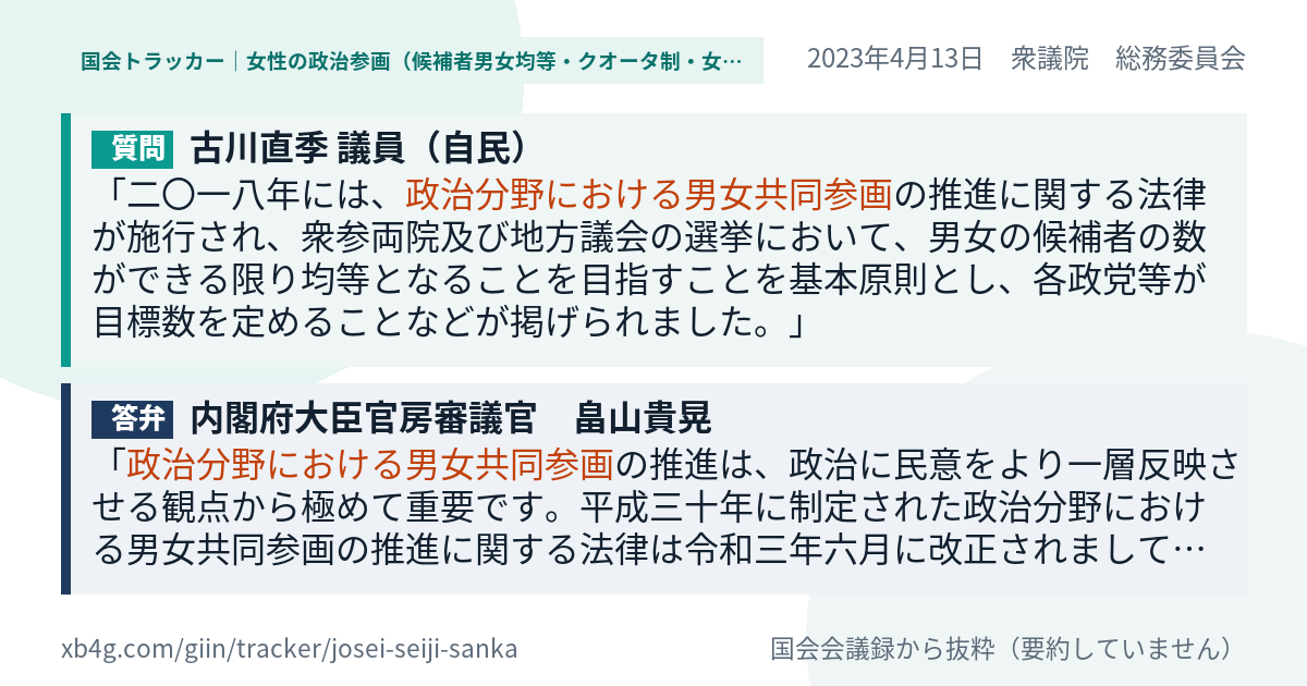 質問と答弁のカード
