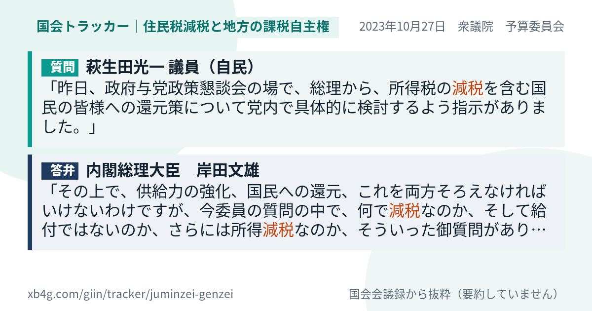質問と答弁のカード