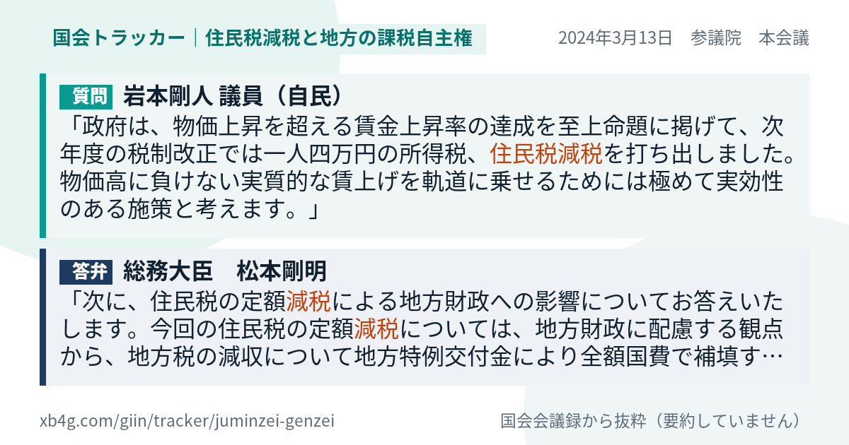 質問と答弁のカード