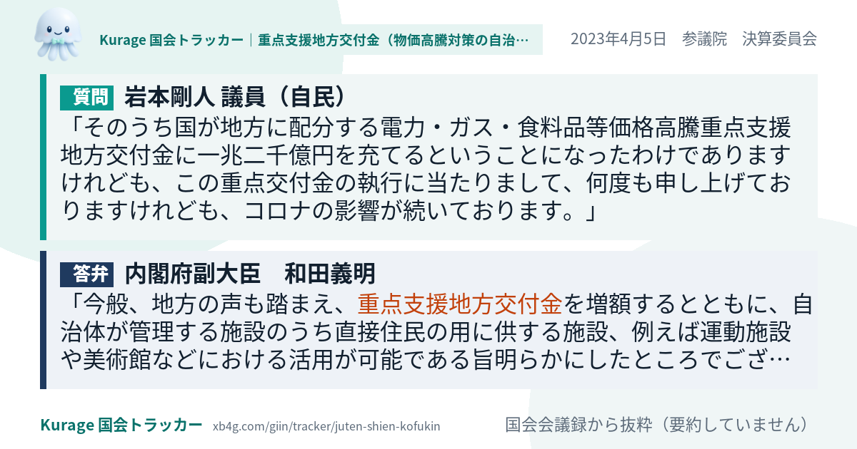 質問と答弁のカード