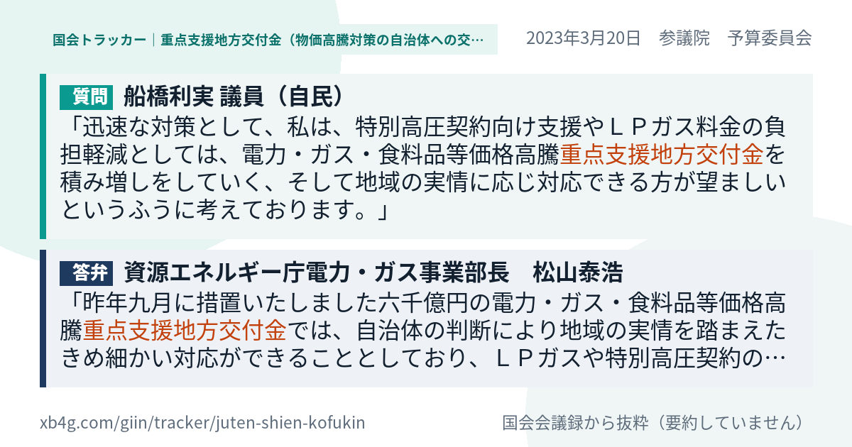 質問と答弁のカード