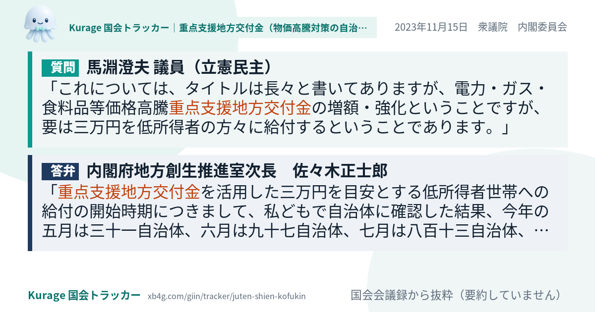 質問と答弁のカード