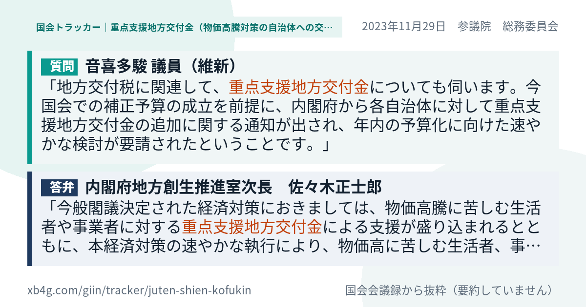 質問と答弁のカード