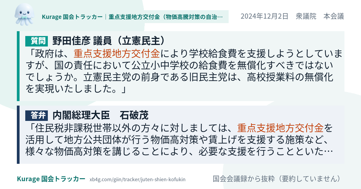質問と答弁のカード