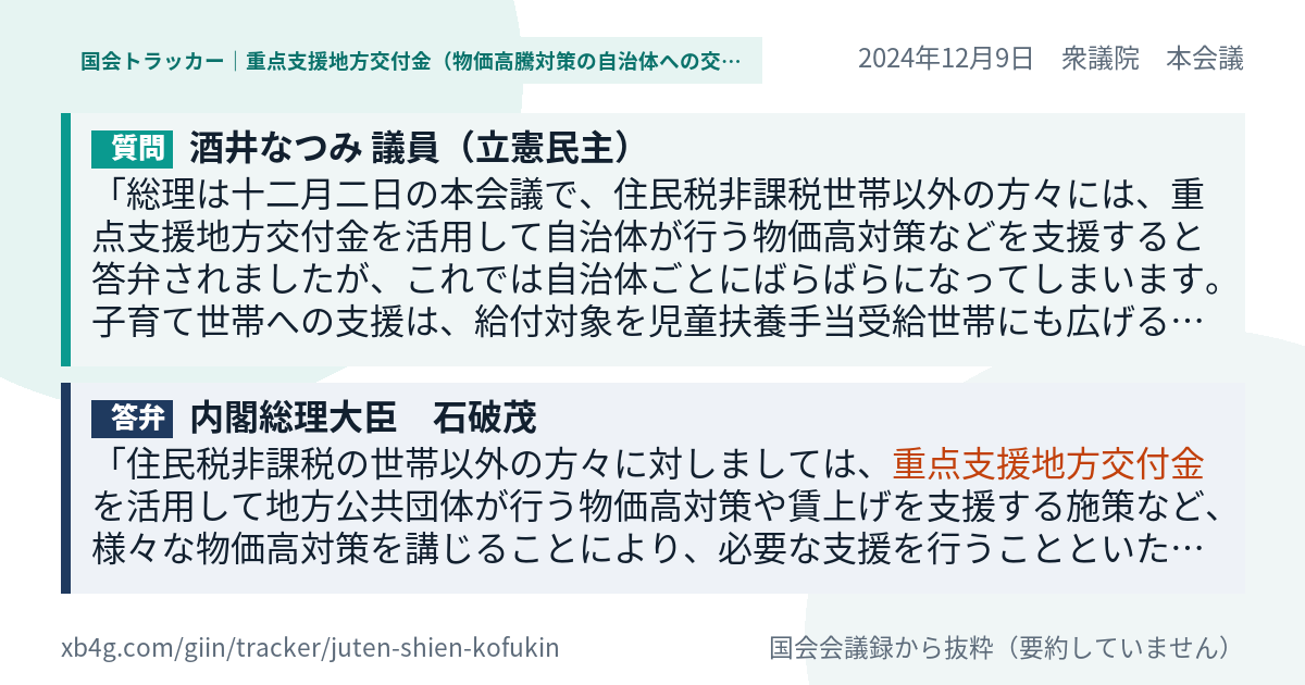 質問と答弁のカード