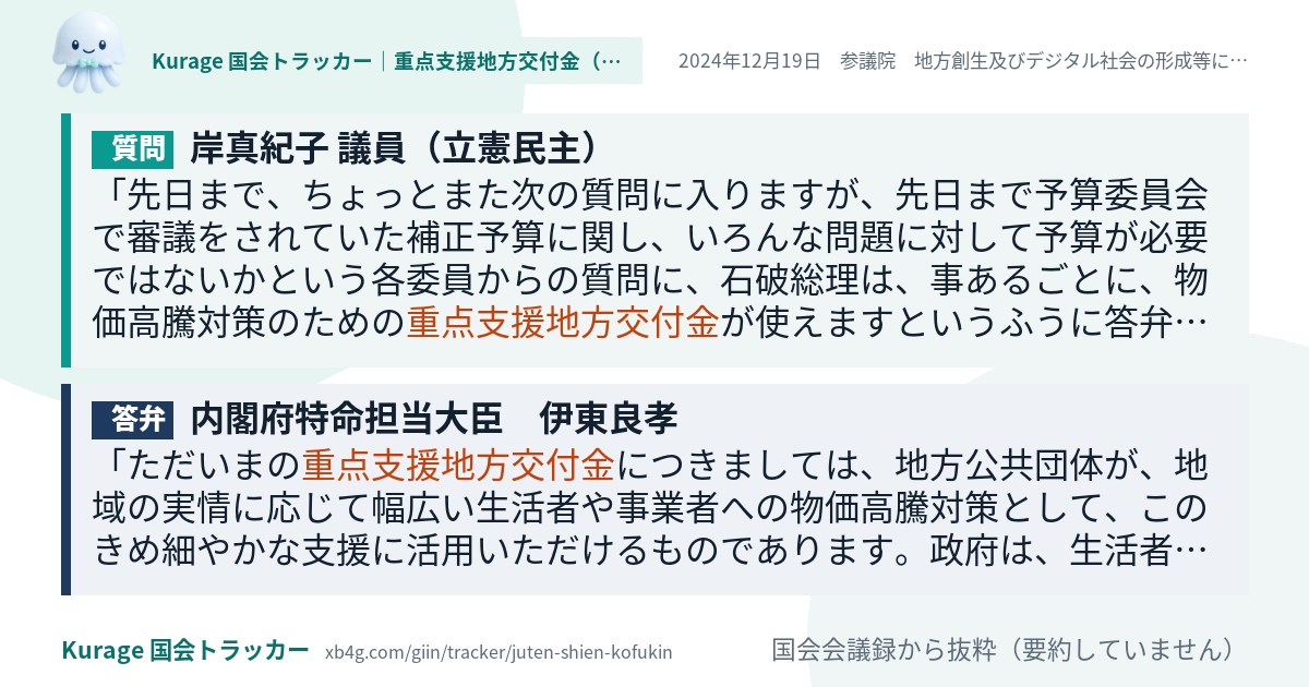 質問と答弁のカード