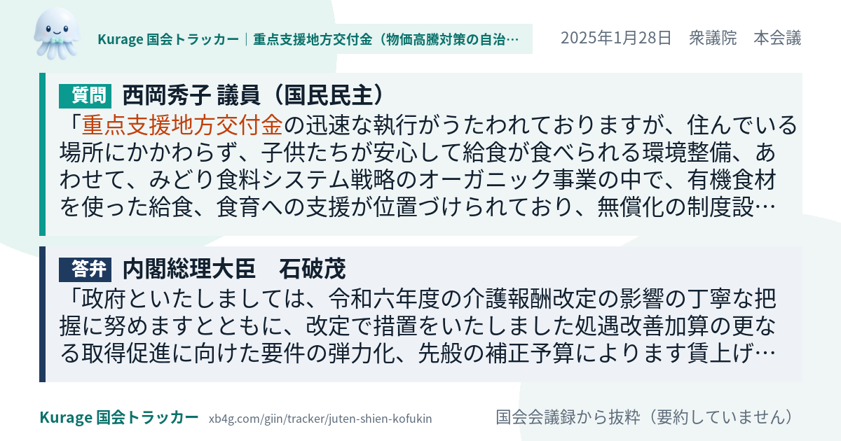 質問と答弁のカード