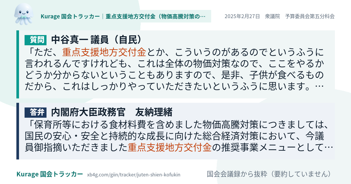 質問と答弁のカード