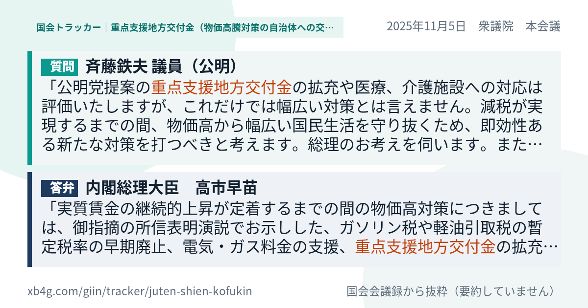 質問と答弁のカード